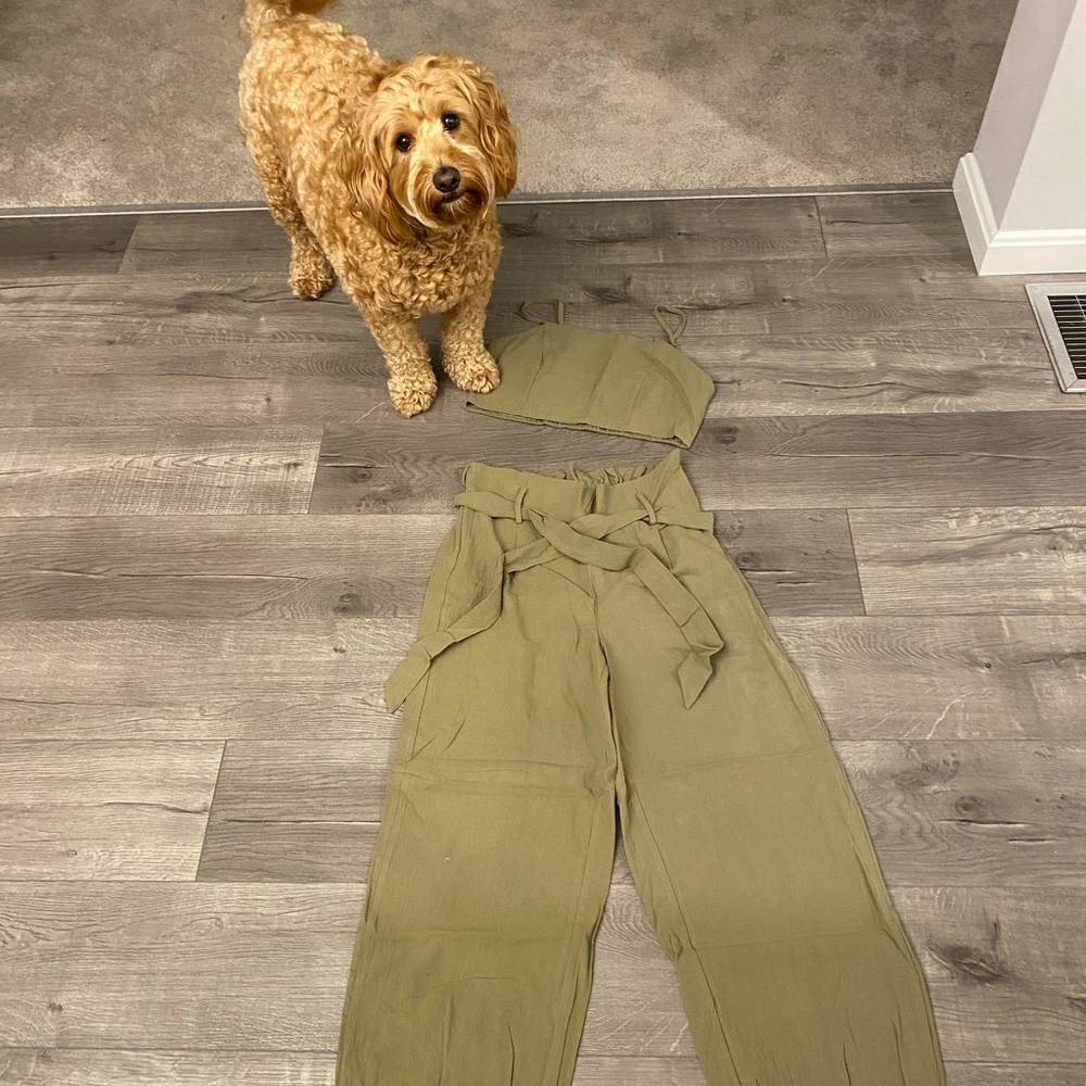 Two piece outfits from ZAFUL in olive green, mint green and burnt orange, med